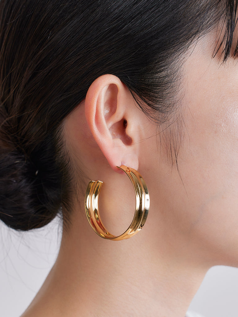 Gray earrings in gold - Large