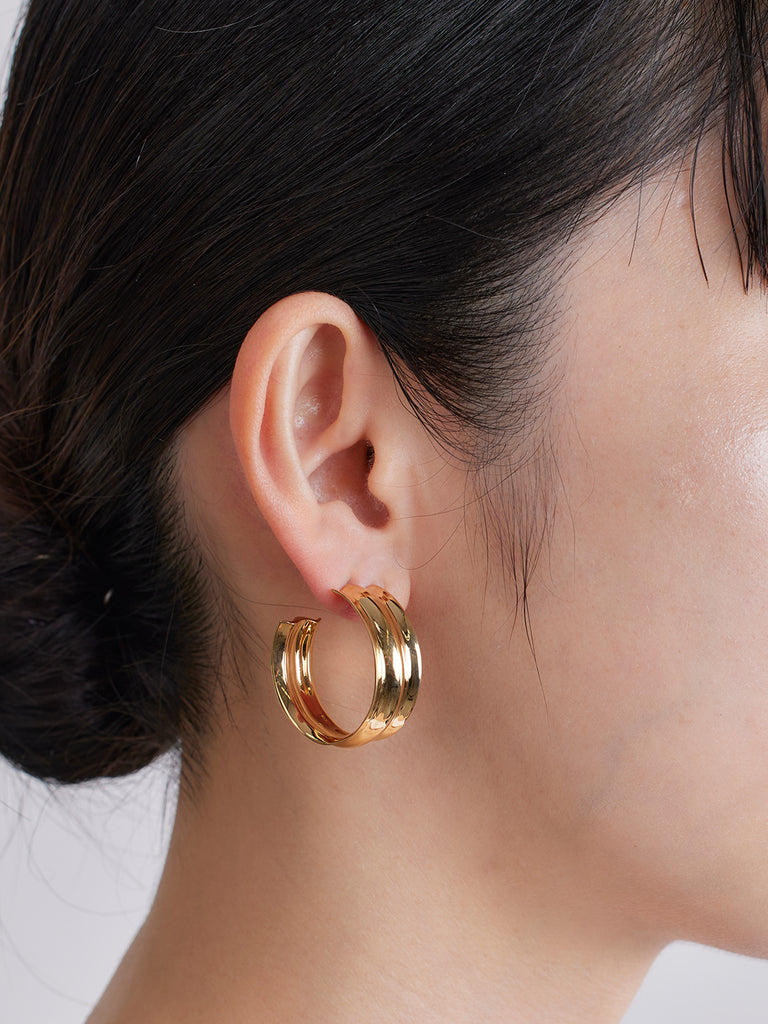 Gray earrings in gold - Medium